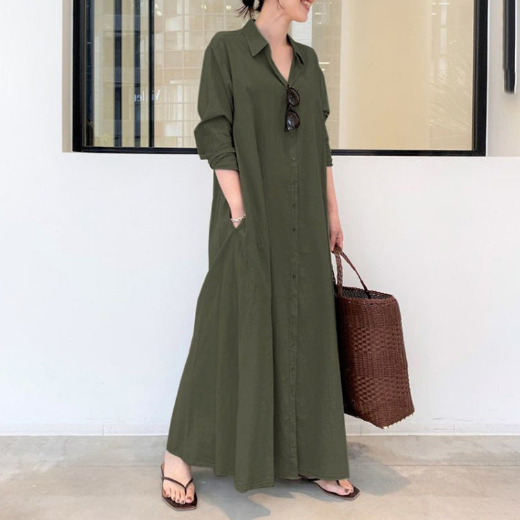 Evelyn™ | Relaxed Button Front Maxi Dress