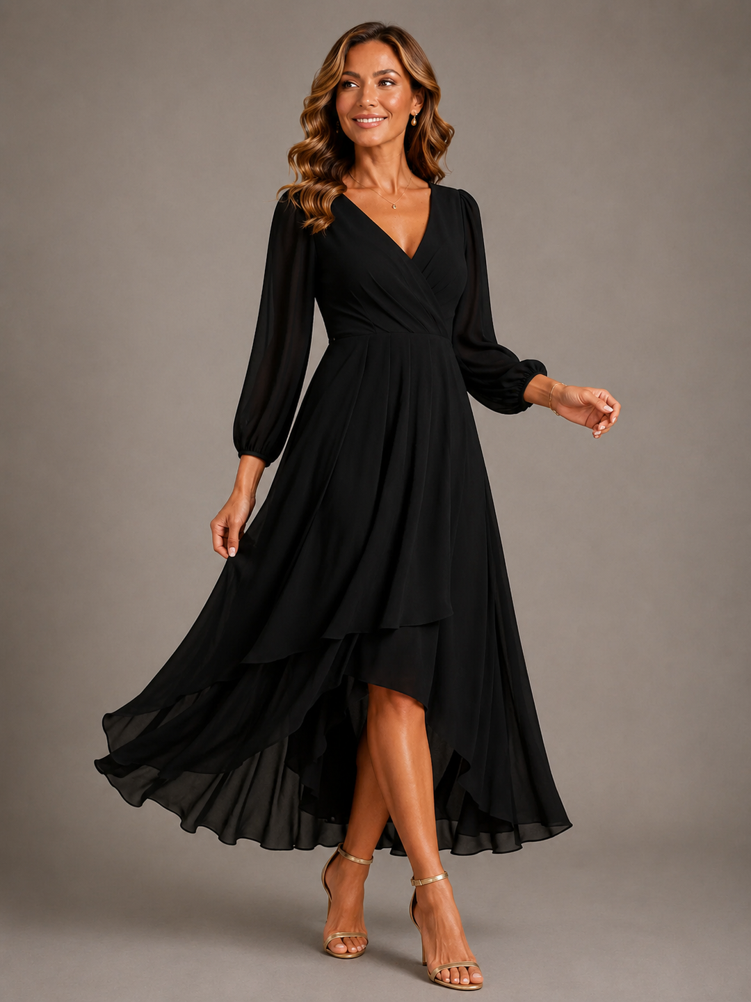 Florence™ | Elegant V-Neck Long Dress