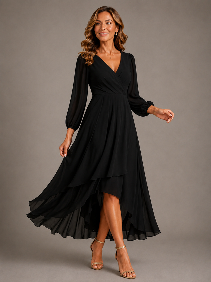 Florence™ | Elegant V-Neck Long Dress